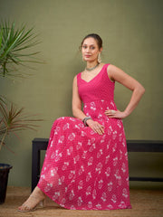 Women Fuchsia Floral Anarkali Kurta