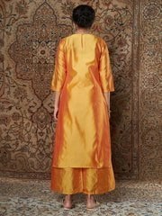 Shae by SASSAFRAS - Women Mustard Zari Embroidered Kurta With Palazzo Pants