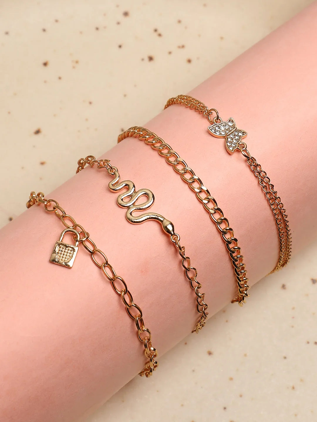 4 Piece Gold Plated Casual Designer Anklet