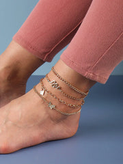 4 Piece Gold Plated Casual Designer Anklet