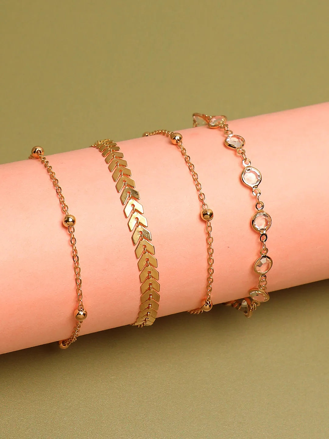 4 Piece Gold Plated Casual Designer Anklet