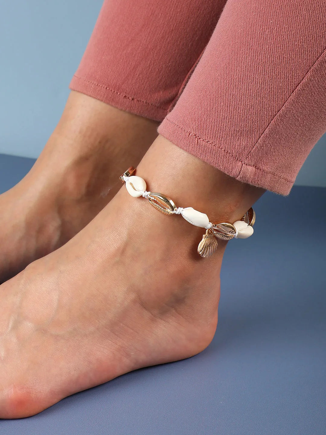 Gold Plated Casual Shell Anklet