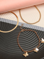 3 Piece Gold Plated Casual Designer Anklet