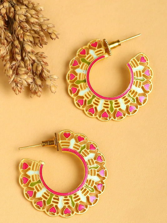 Gold-Plated Enamel Earrings