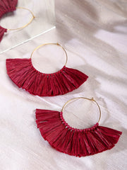 Crescent Shaped Raffia Hoop Earrings