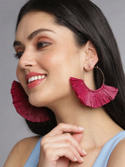 Crescent Shaped Raffia Hoop Earrings