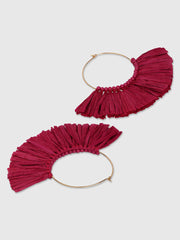 Crescent Shaped Raffia Hoop Earrings