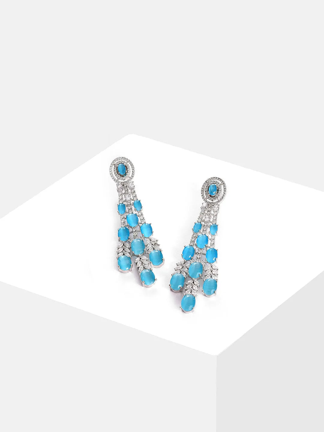 Silver Plated Designer Stone Drop Earring