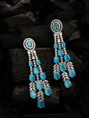 Silver Plated Designer Stone Drop Earring