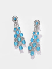 Silver Plated Designer Stone Drop Earring