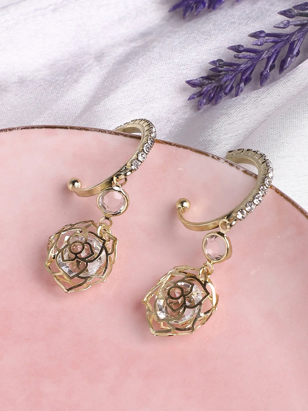 Gold Plated Designer Stone Party Drop Earring