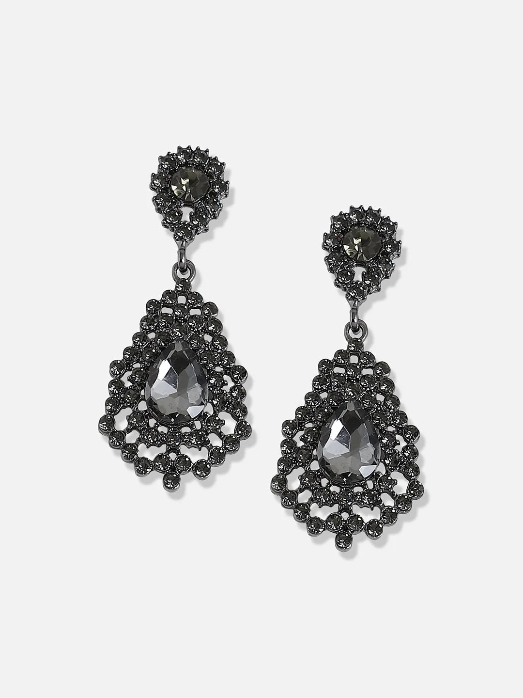 Silver Plated Designer Stone Party Drop Earring