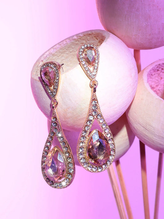 Gold Plated Designer Stone Party Drop Earring