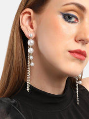 Gold Plated Party Pearls Drop Earring