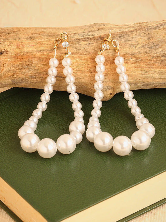 Gold Plated Party Pearls Drop Earring