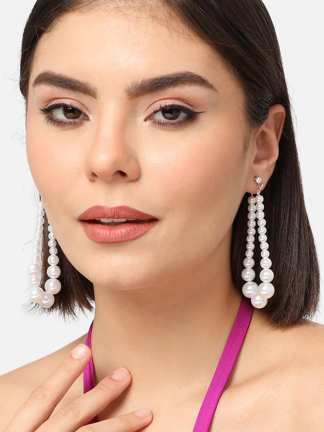 Gold Plated Party Pearls Drop Earring