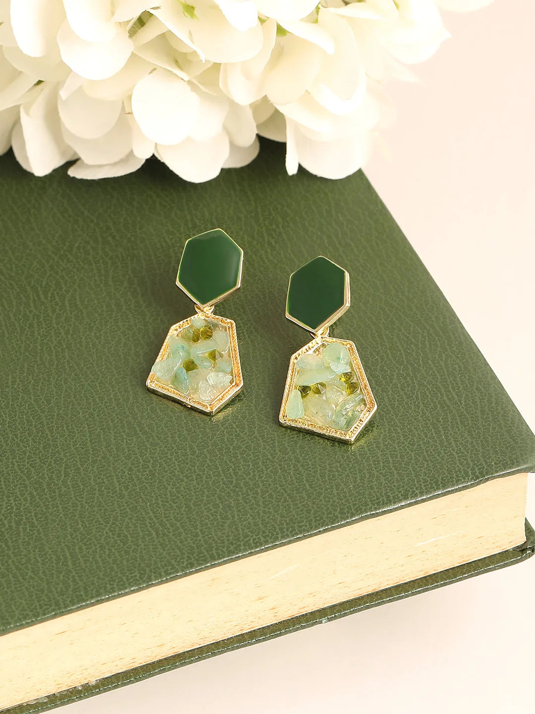 Gold Plated Party Designer Stone Drop Earring