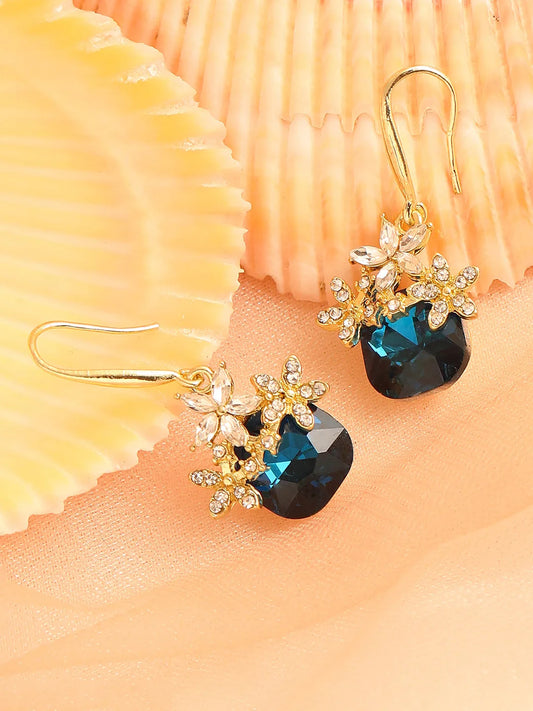 Gold Plated Party Designer Stone Drop Earring