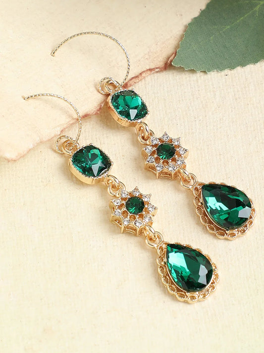 Gold Plated Party Designer Stone Drop Earring