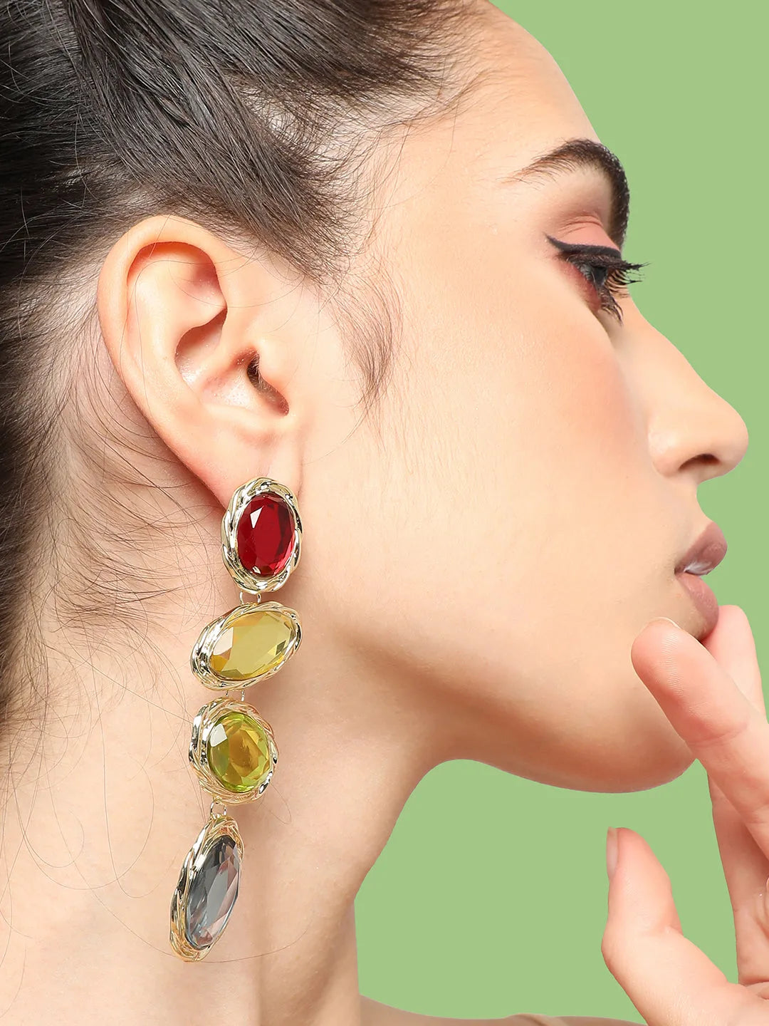 Gold Plated Party Designer Stone Drop Earring