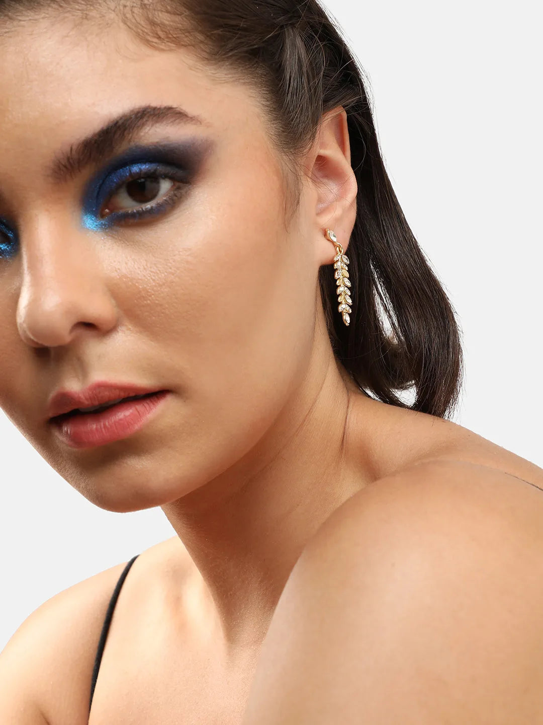 Gold Plated Party Designer Stone Drop Earring