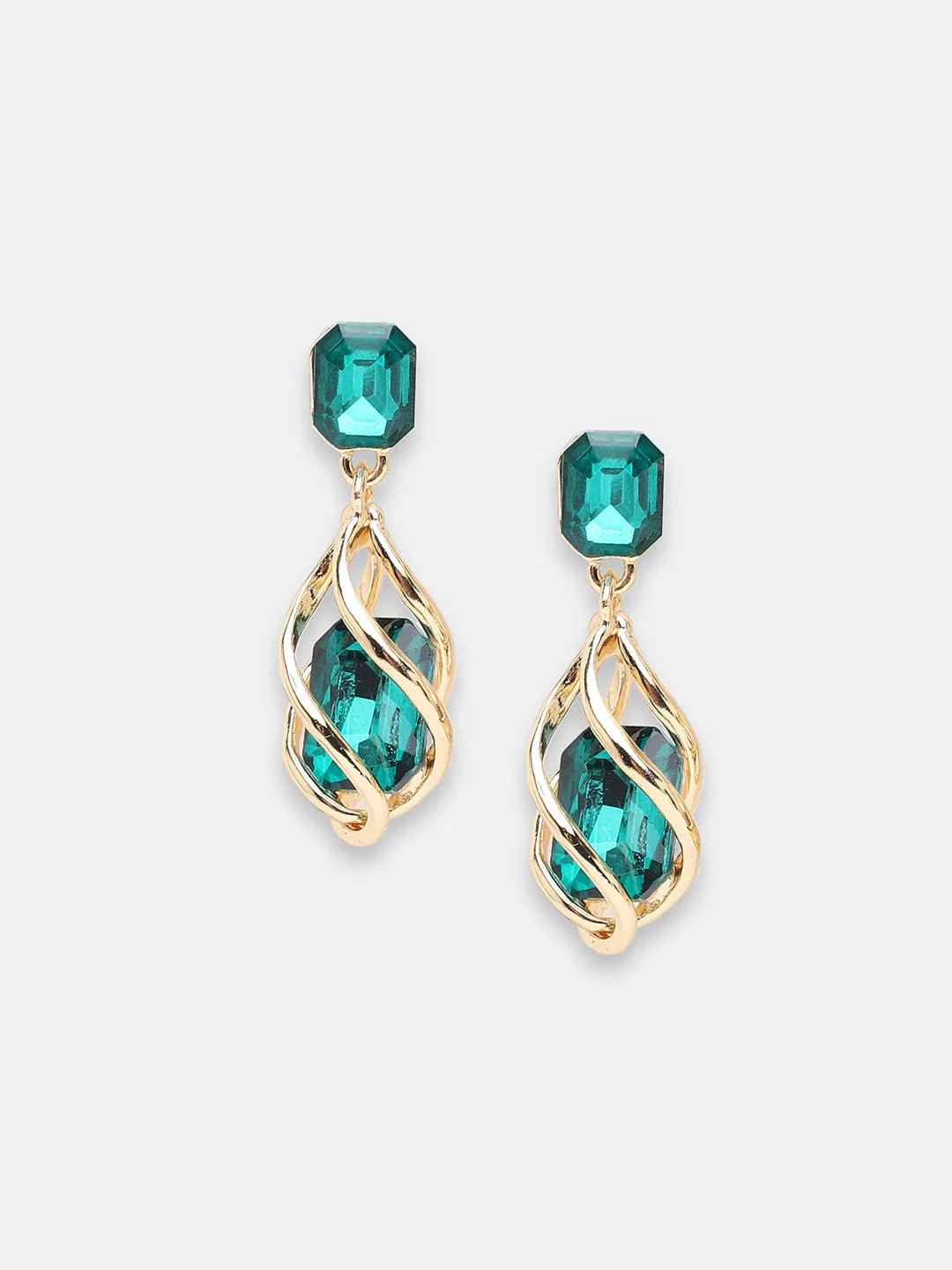 Gold Plated Party Designer Stone Drop Earring