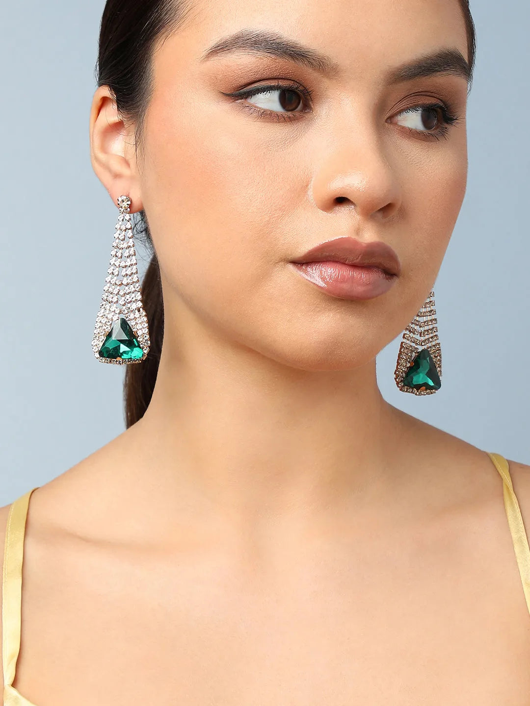 Gold Plated Party Designer Stone Drop Earring