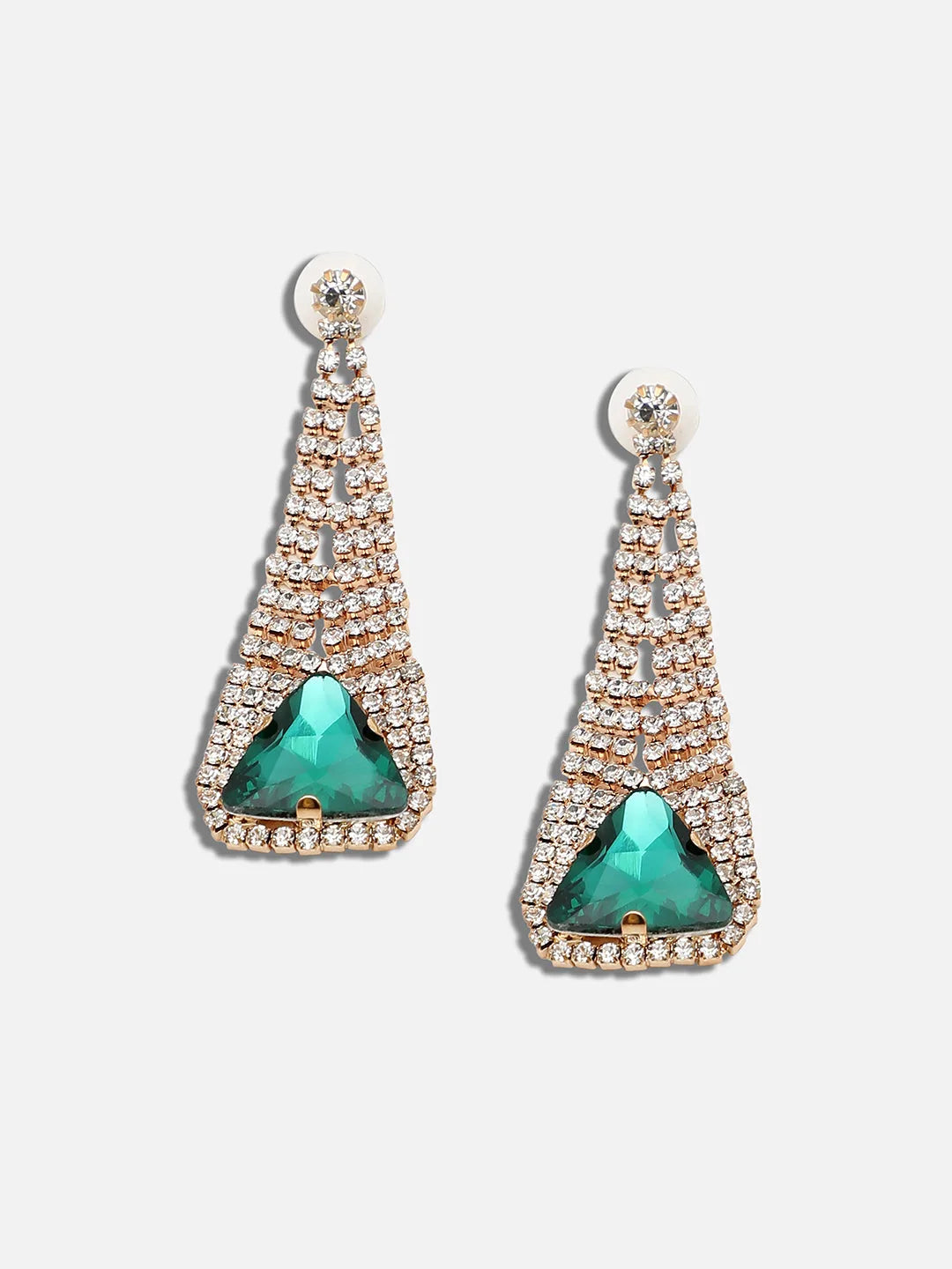 Gold Plated Party Designer Stone Drop Earring