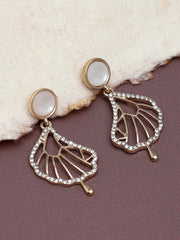 Gold Plated Party Designer Stone And Pearls Drop Earring