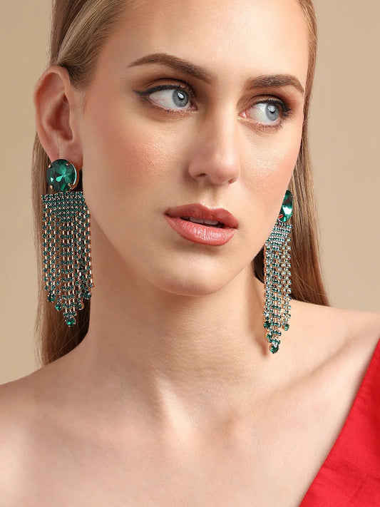 Gold Plated Party Designer Stone Drop Earring