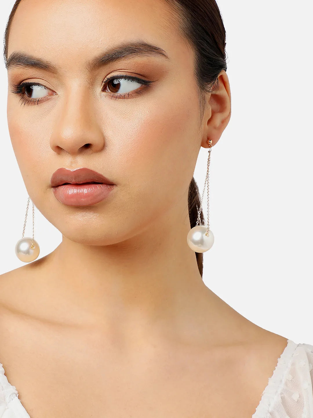 Gold Plated Party Pearls Drop Earring