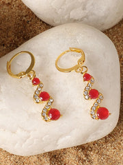 Gold Plated Party Designer Stone Drop Earring