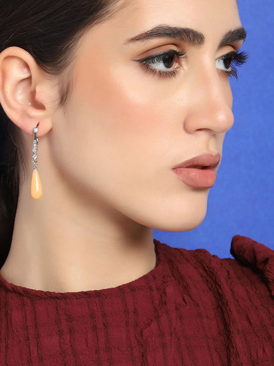 Gold Plated Party Designer Stone Drop Earring