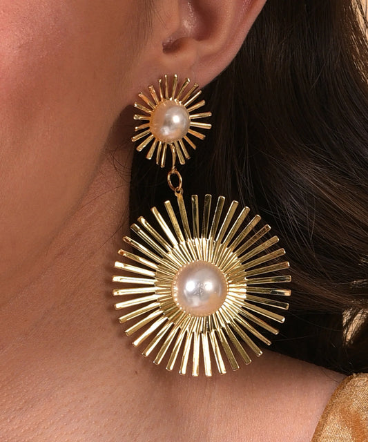 Gold Plated Pearls Drop Earring