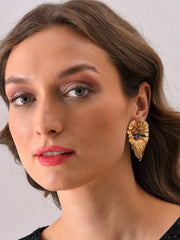 Gold Plated Designer Stone Drop Earring