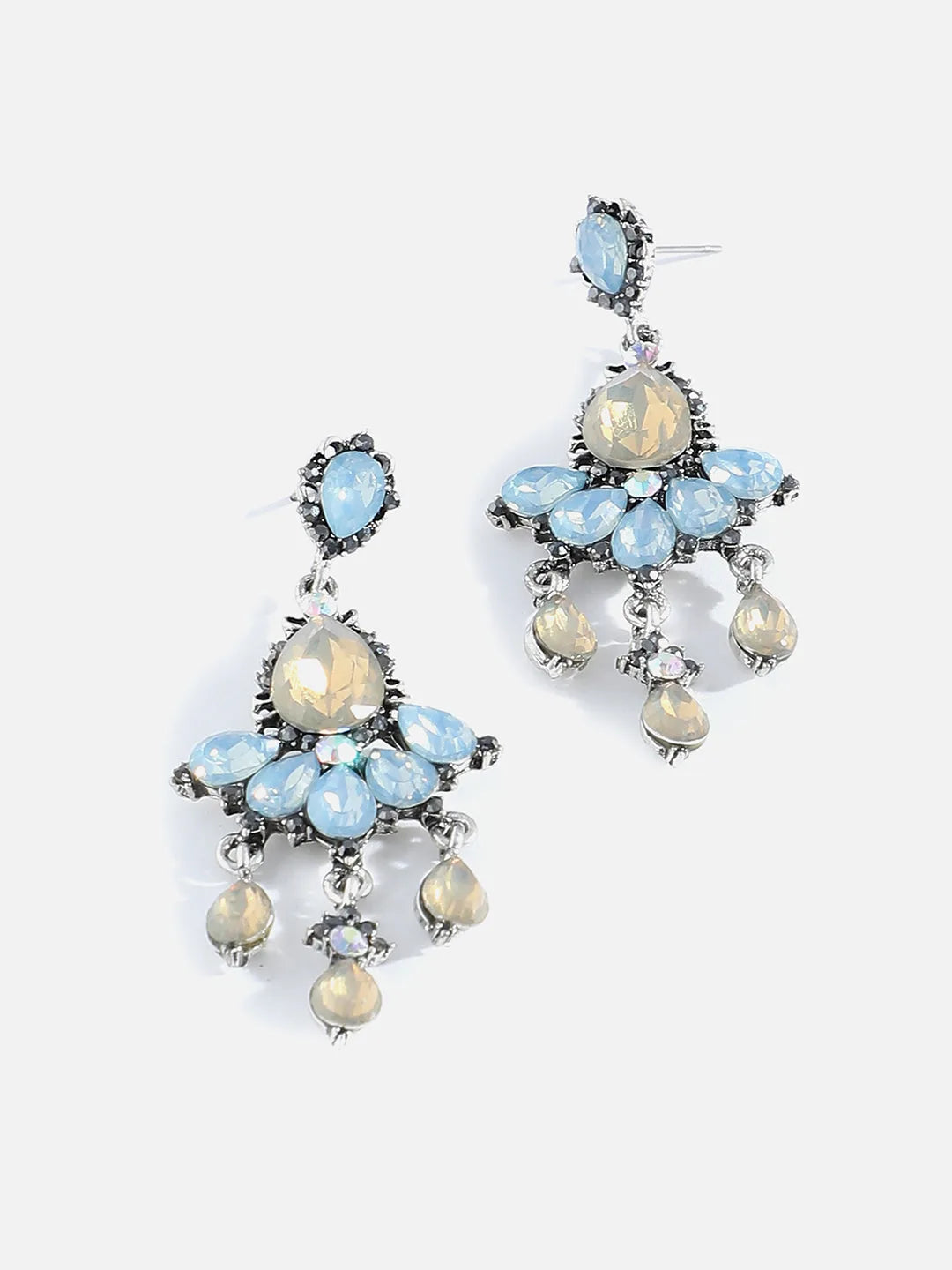 Silver Plated Designer Stone Drop Earring