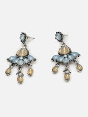 Silver Plated Designer Stone Drop Earring