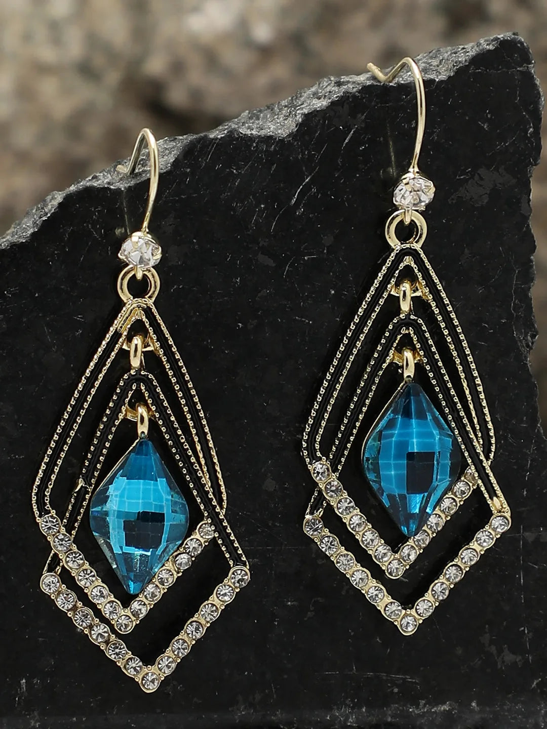 Gold Plated Designer Stone Drop Earring