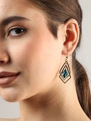 Gold Plated Designer Stone Drop Earring