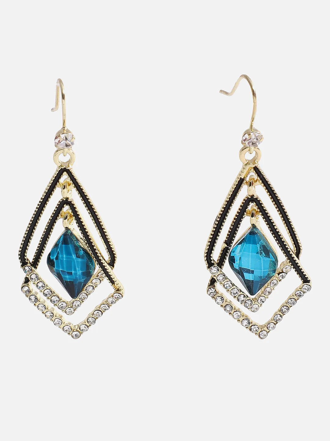 Gold Plated Designer Stone Drop Earring