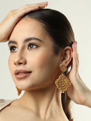 Gold Plated Designer Stone Drop Earring