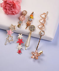 Pack of 7 Gold Plated Pearls Hair Pin