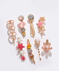 Pack of 7 Gold Plated Pearls Hair Pin