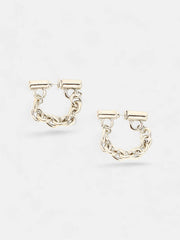 The Chain Bar Hoop Earrings Metallic Silver Sohier6031