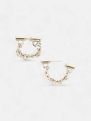 The Chain Bar Hoop Earrings Metallic Silver Sohier6031