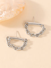 The Chain Bar Drop Earrings Metallic Silver Sohier6038