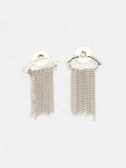 The Hanging Chain Bar Drop Earrings Metallic Silver Sohier6039