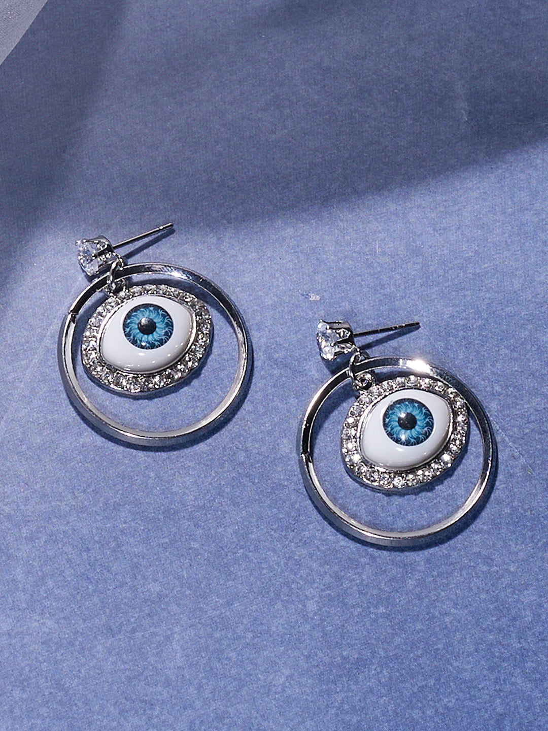 The Evil Eye Loop Drop Earrings Metallic Silver Sohier6133