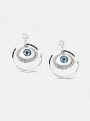 The Evil Eye Loop Drop Earrings Metallic Silver Sohier6133