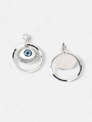 The Evil Eye Loop Drop Earrings Metallic Silver Sohier6133